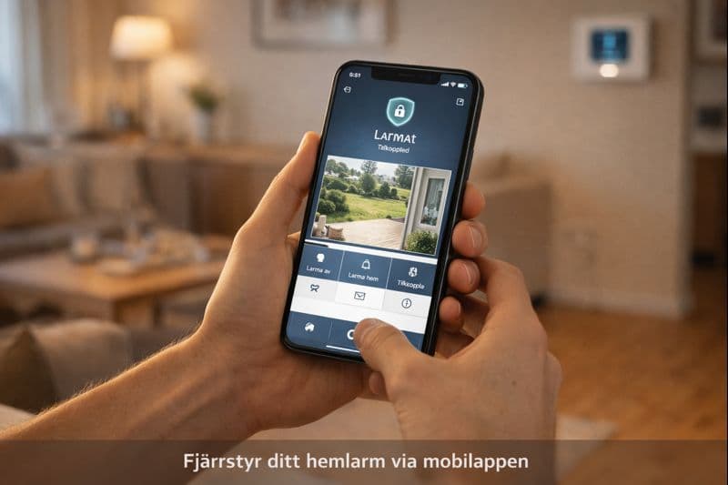 Styr och jämför hemlarm via mobilen i vardagsrummet